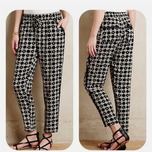 Anthropologie Hei Hei Goh Lace pants women’s Elastic waist Beige and black